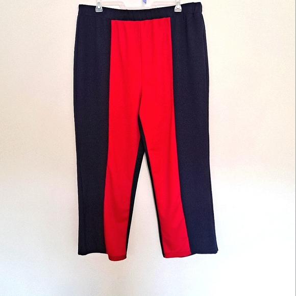 SHEIN Pants - Shein Blue and Red Plus Size Wide Leg Block Colored Curve Pant